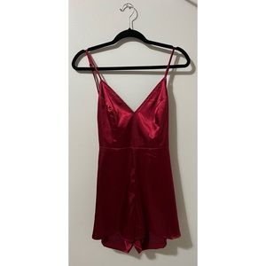 Deep red silk romper